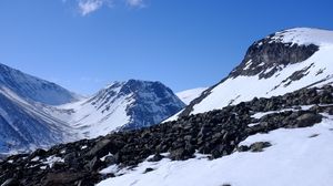 Превью обои горы, снег, камни, пейзаж