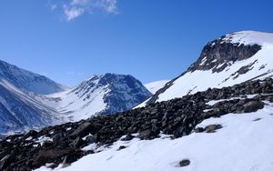 Превью обои горы, снег, камни, пейзаж