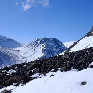 Превью обои горы, снег, камни, пейзаж