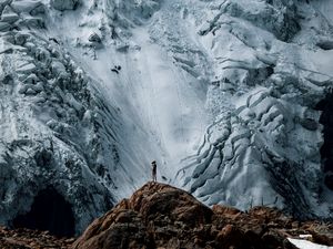 Превью обои горы, снег, песок, камни