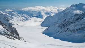 Превью обои горы, снег, рельеф, зима