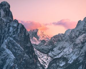 Превью обои горы, снег, сумерки, зима