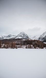 Превью обои горы, снег, зима, пейзаж