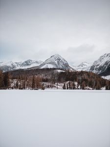 Превью обои горы, снег, зима, пейзаж