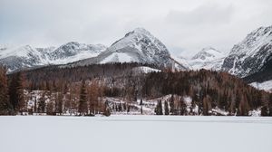 Превью обои горы, снег, зима, пейзаж