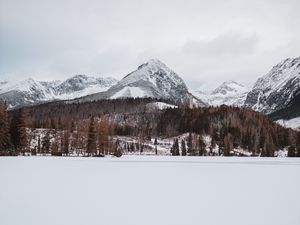 Превью обои горы, снег, зима, пейзаж