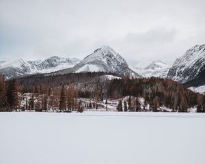 Превью обои горы, снег, зима, пейзаж