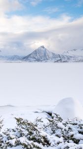 Превью обои горы, снег, зима, пейзаж, норвегия