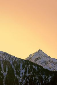 Превью обои горы, снежный, лес, небо
