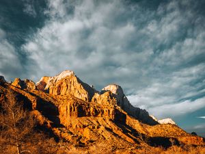 Превью обои горы, солнце, облака, природа
