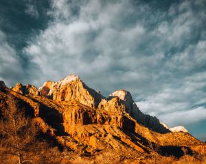 Превью обои горы, солнце, облака, природа