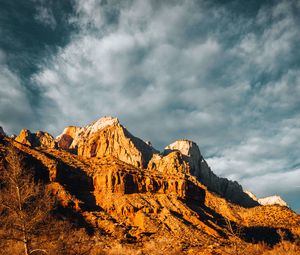 Превью обои горы, солнце, облака, природа