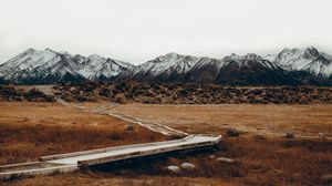 Превью обои горы, тропа, трава, небо