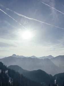 Превью обои горы, туман, небо