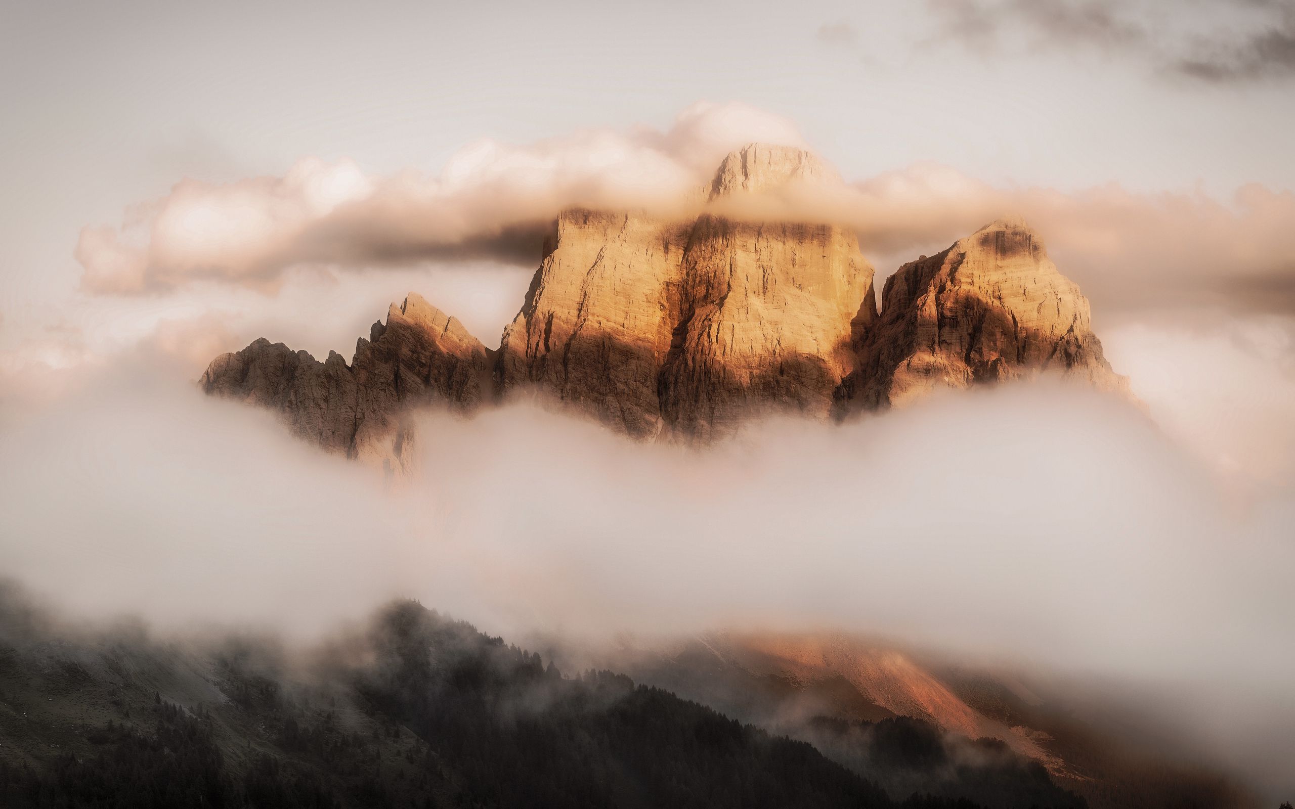 Картина горы в тумане