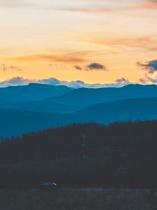 Превью обои горы, вечер, небо, облака