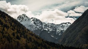 Превью обои горы, вершина, небо, снег
