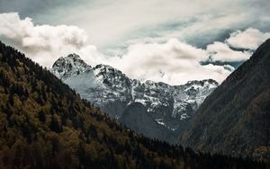 Превью обои горы, вершина, небо, снег