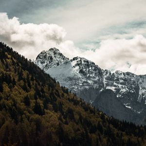 Превью обои горы, вершина, небо, снег