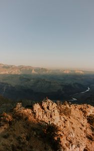 Превью обои горы, вершина, вид сверху, каньон, обзор