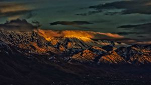 Превью обои горы, вершины, облака, небо, природа
