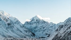 Превью обои горы, вершины, снег, пейзаж, горный хребет