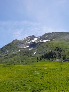 Превью обои горы, вершины, снег, заснеженность, простор