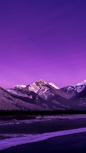 Превью обои горы, вершины, сумерки, фиолетовый