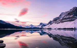 Превью обои горы, вершины, вода, камень