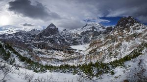 Превью обои горы, вершины, заснеженный