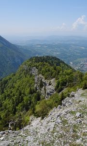 Превью обои горы, вид, пейзаж, деревья