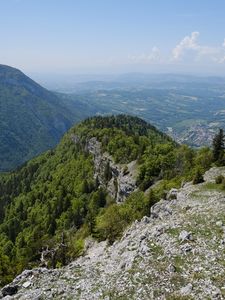 Превью обои горы, вид, пейзаж, деревья