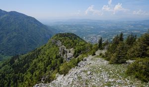 Превью обои горы, вид, пейзаж, деревья