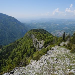 Превью обои горы, вид, пейзаж, деревья