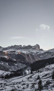 Превью обои горы, вид сверху, заснеженный, небо, пейзаж, италия