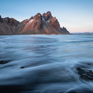 Превью обои горы, вода, море, природа, пейзаж