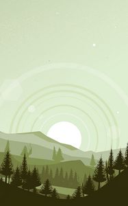 Превью обои горы, закат, пейзаж, вектор