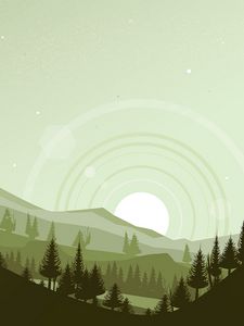 Превью обои горы, закат, пейзаж, вектор