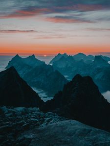 Превью обои горы, закат, скалы