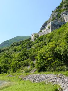 Превью обои горы, замок, деревья, пейзаж