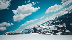 Превью обои горы, заснеженный, небо, снег