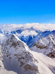 Превью обои горы, зима, вершины, заснеженный