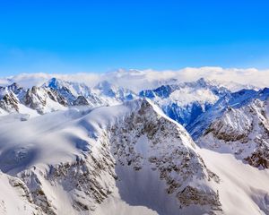 Превью обои горы, зима, вершины, заснеженный