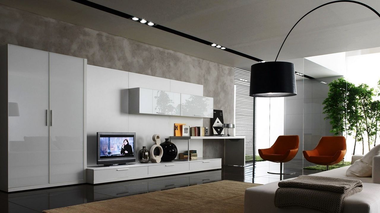 Обои гостиная, современный, дизайн, интерьер, мебель, диван, телевизор