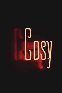 Превью обои gosy, неон, текст, свет, красный, темный