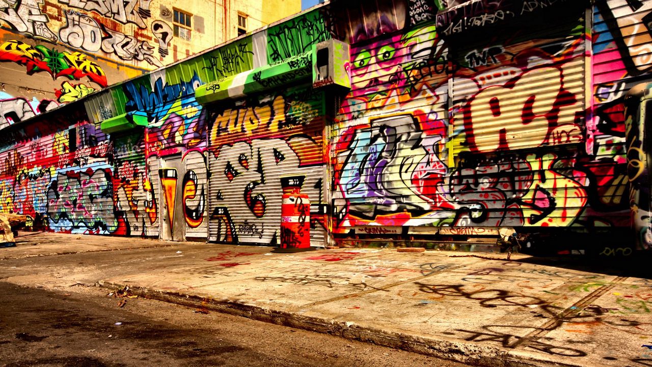 Обои граффити, асфальт, стена