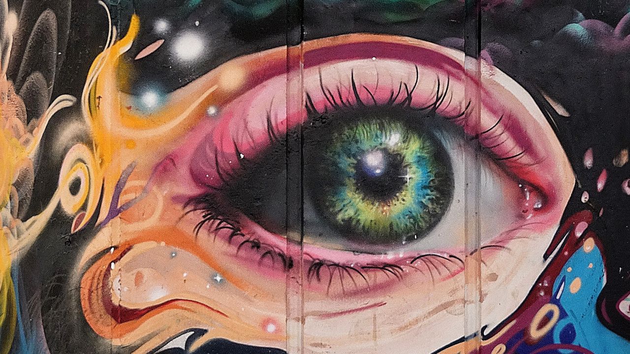 Обои граффити, глаз, арт, зрачок, ресницы