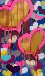 Превью обои граффити, сердечки, любовь, краска