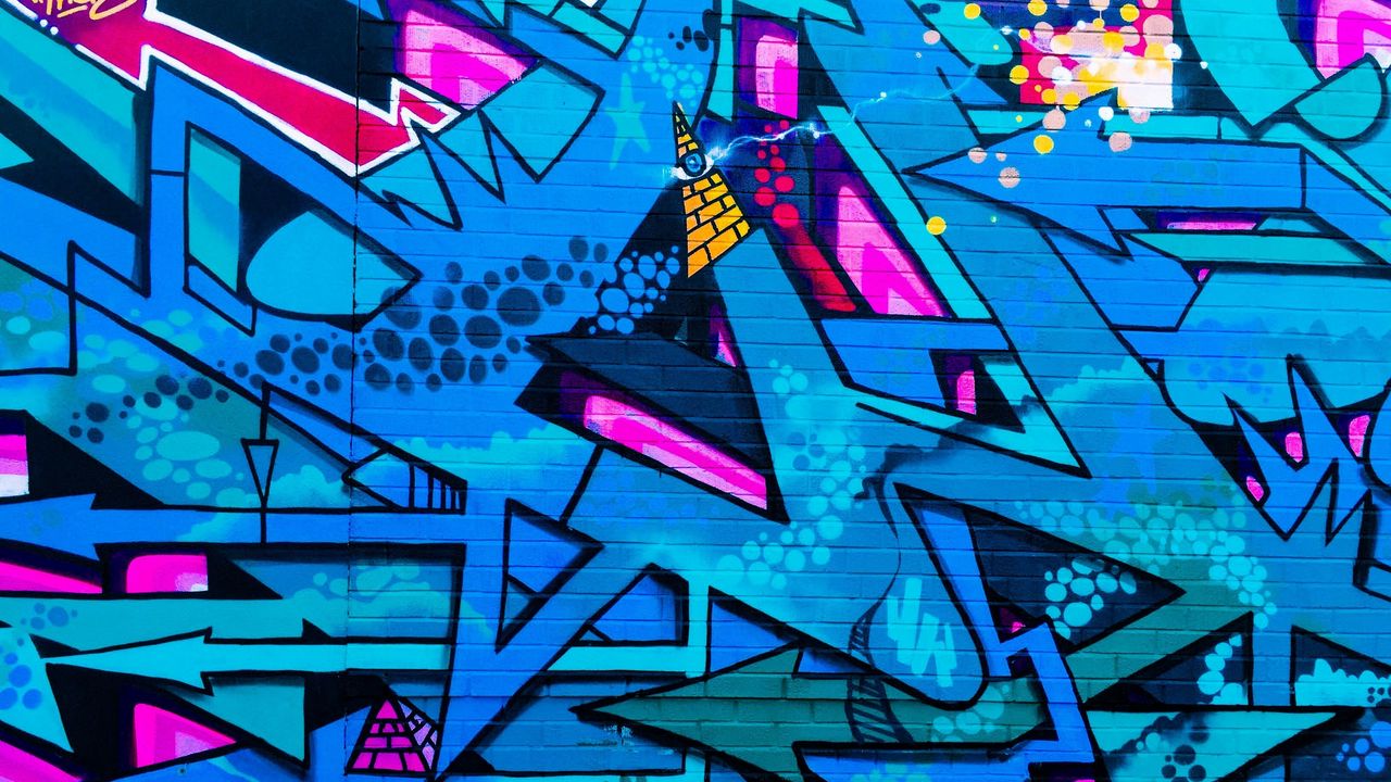 Обои граффити, стрит арт, красочный, стена, урбан