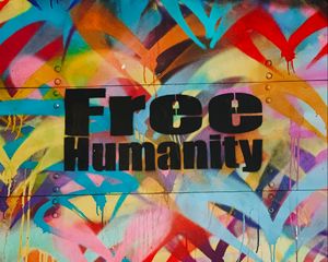 Превью обои граффити, свобода, человечество, разноцветный, стена